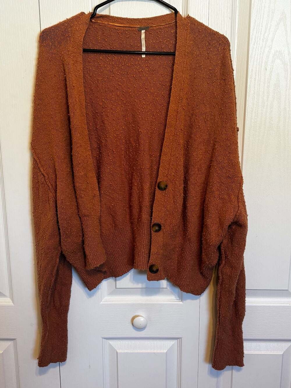 Free People Cardigan Size S Rust Cotton Blend Button Up Sweater
